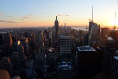 New York City Top Of The Rock 11A South Midtown To Empire State Building To Financial District, Bank of America Tower Just Before Sunset.jpg